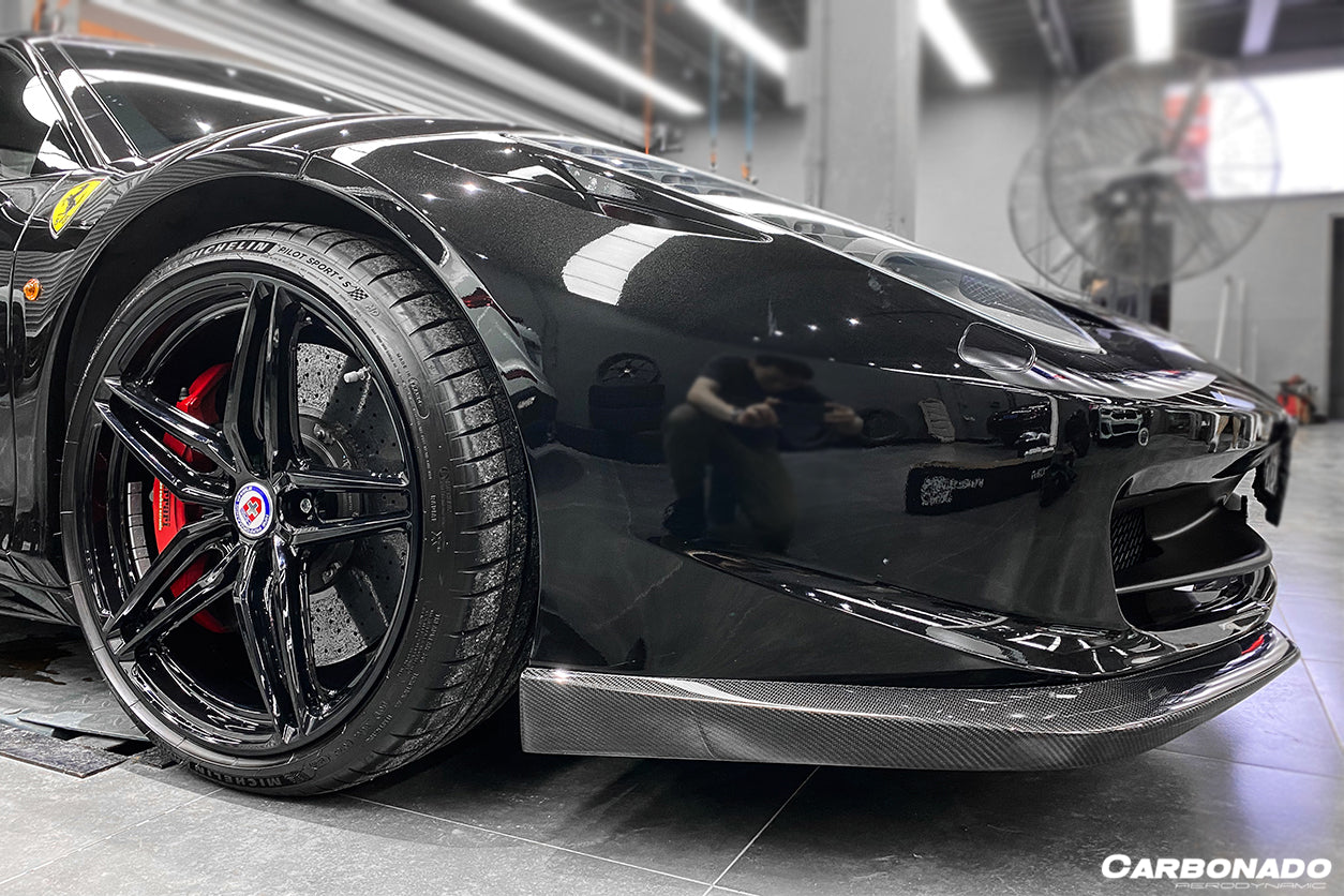 2010-2015 Ferrari 458 Coupe/Spyder AP Style Carbon Fiber Front Lip - DarwinPRO Aerodynamics