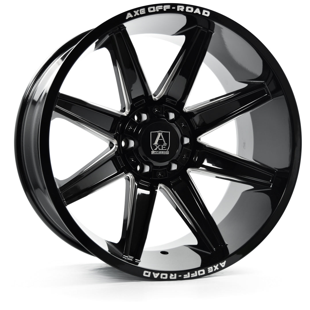 AXE WHEELS ARTEMIS GLOSS BLACK MILLED 20x10 ET-19 8x170 (Square Set of 4)