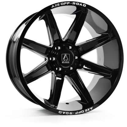 AXE WHEELS ARTEMIS GLOSS BLACK MILLED 24x14 ET-76 8x165 (Square Set of 4)