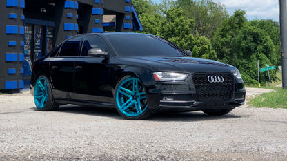 AXE WHEELS EX20 BLACK AND POLISHED FACE 20x8.5 ET38 5x120 (Square Set of 4)