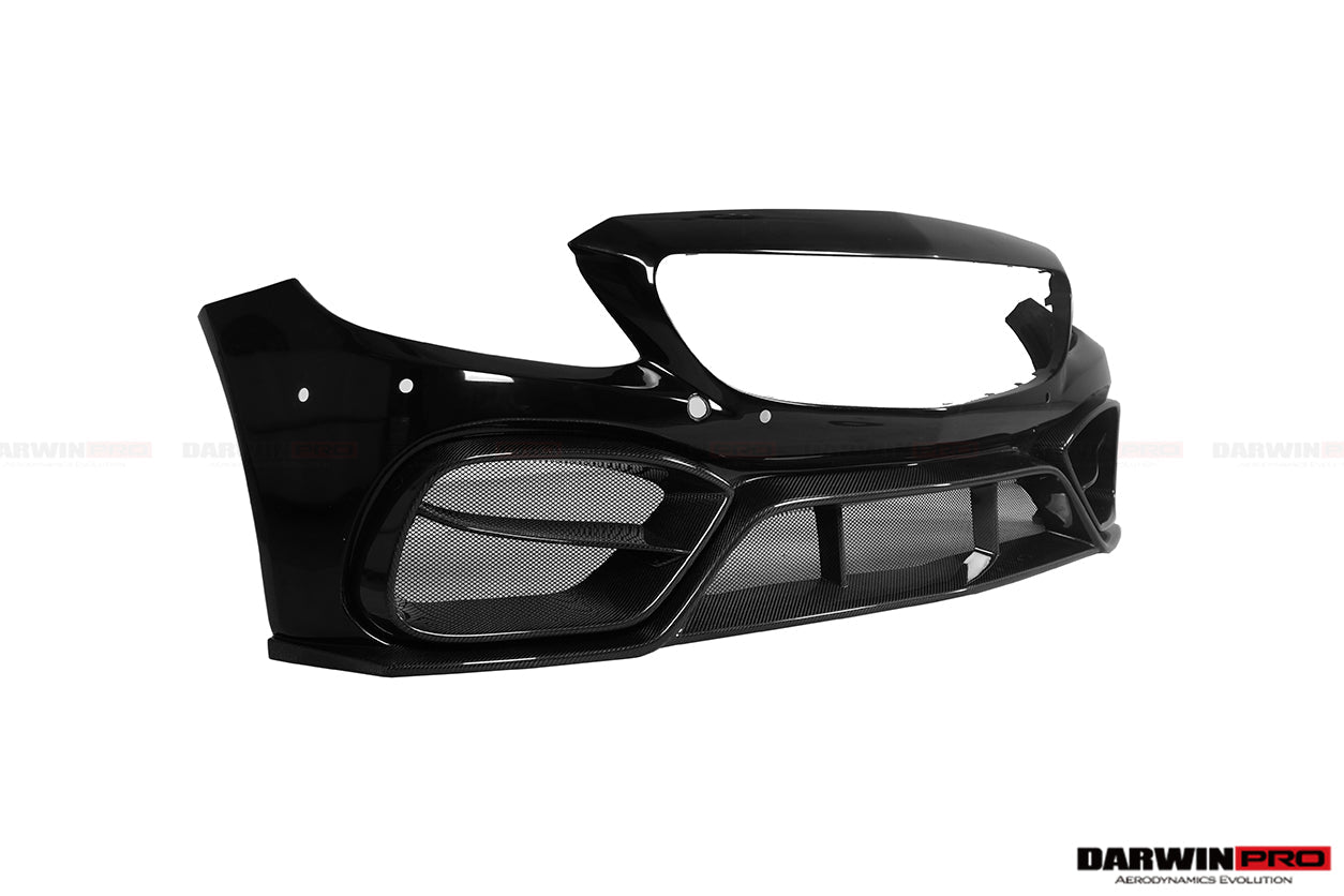 2015-2021 Mercedes Benz W205 C63/S AMG Coupe IMP Performance Partial Carbon Fiber Front Bumper w/ Grill & Canards - DarwinPRO Aerodynamics