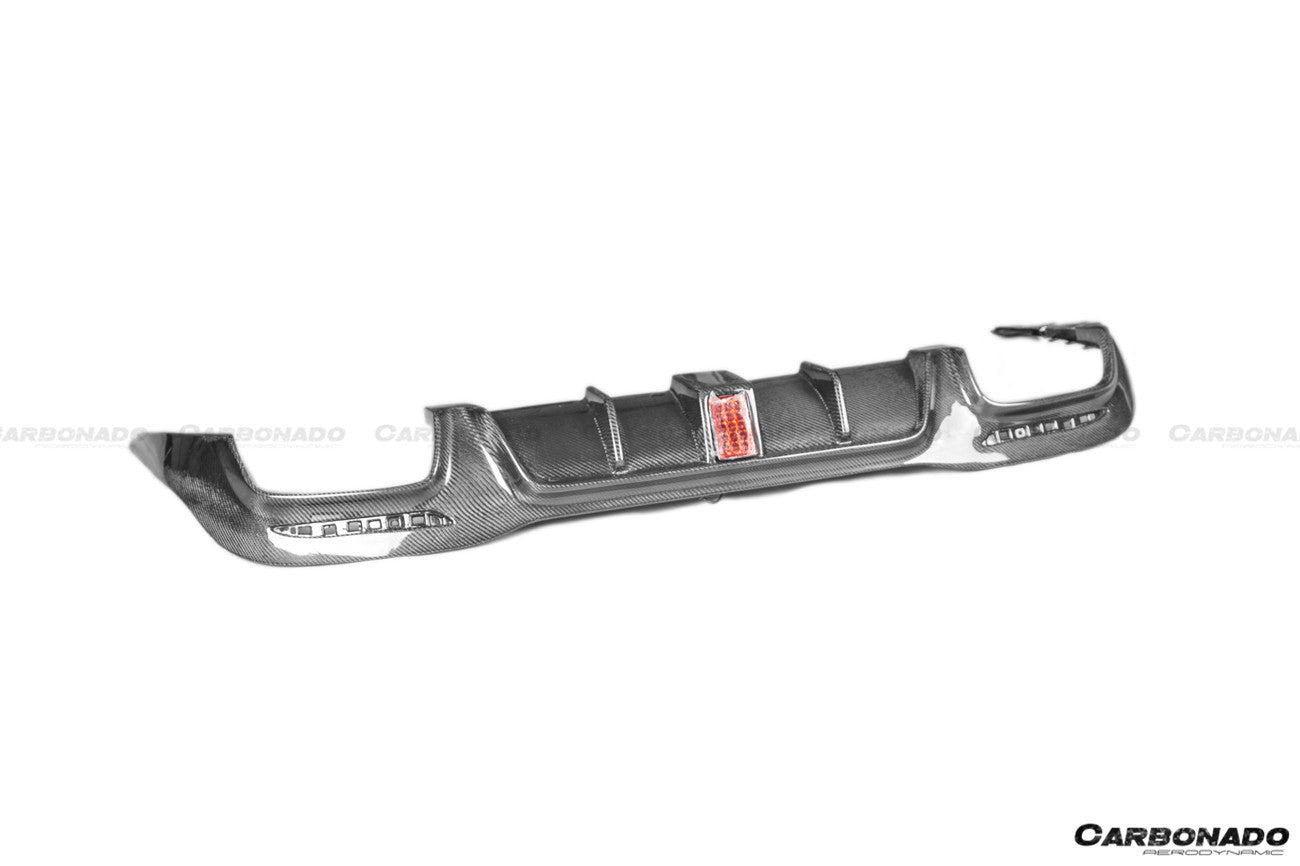 2017-2020 Mercedes Benz S63 W222 Sedan BRS Style Rear Diffuser w/ LED Light and Exhaust Tips - Carbonado