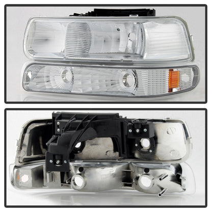xTune Chevy Tahoe 00-06 Amber Crystal Headlights w/ Bumper Lights Chrome HD-JH-CSIL99-SET-AM-C