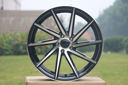 E013 Black Machined Face 19x9.5 ET35 5x114.3 - Square Set (4 Wheels)