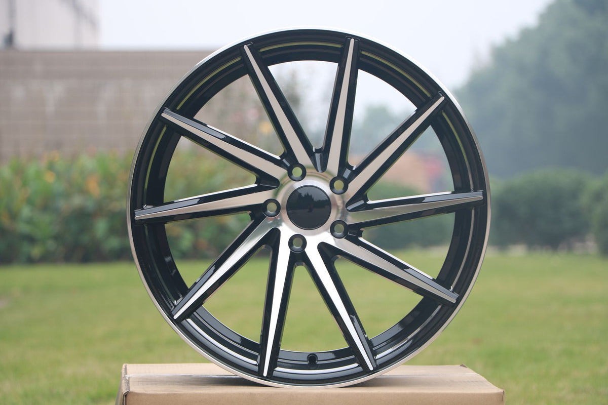 E013 Black Machined Face 20in Staggered Set 8.5 ET35 / 10.0 ET35 5x114.3 (4 Wheels)