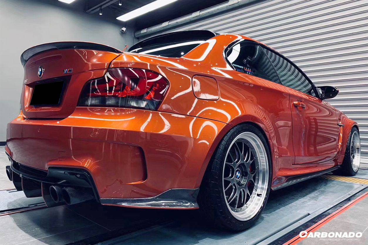 2008-2013 BMW E82 E88 1M RZ Style Carbon FIber Rear Bumper Cap Spiliter - Carbonado