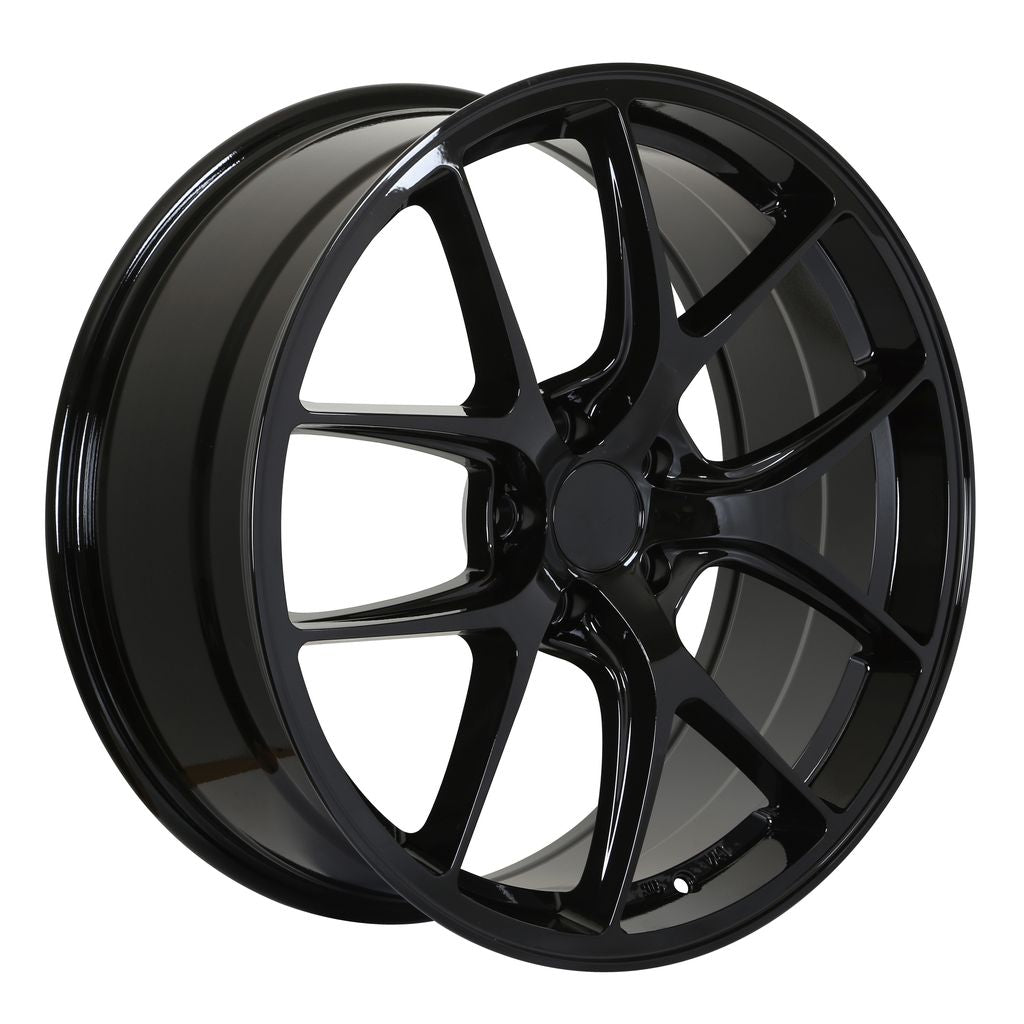 E005 Gloss Black 18in Staggered Set 8.0 ET35 / 9.0 ET35 5x112 (4 Wheels)