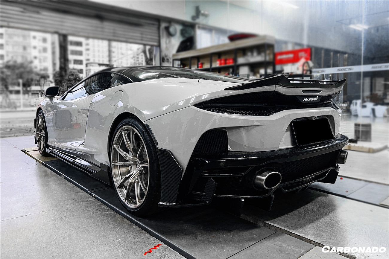 2020-2023 McLaren GT WP Style DRY Carbon Fiber Rear Bumper Side Canards - Carbonado