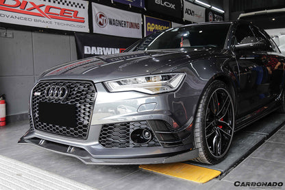 2013-2018 Audi RS6 Avant BS Style Carbon Fiber Front Bumper Caps - Carbonado