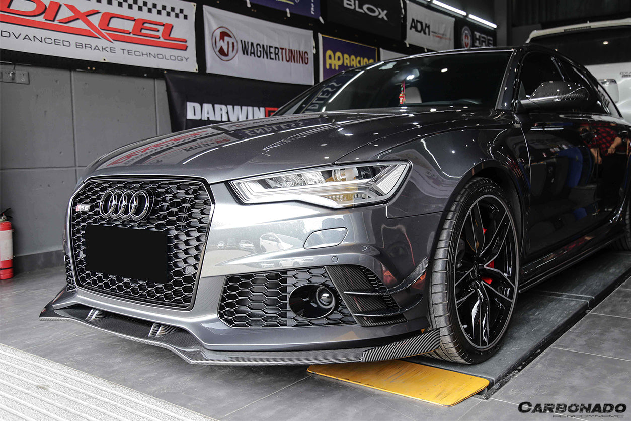 2013-2018 Audi RS6 Avant BS Style Carbon Fiber Front Bumper Canards - Carbonado