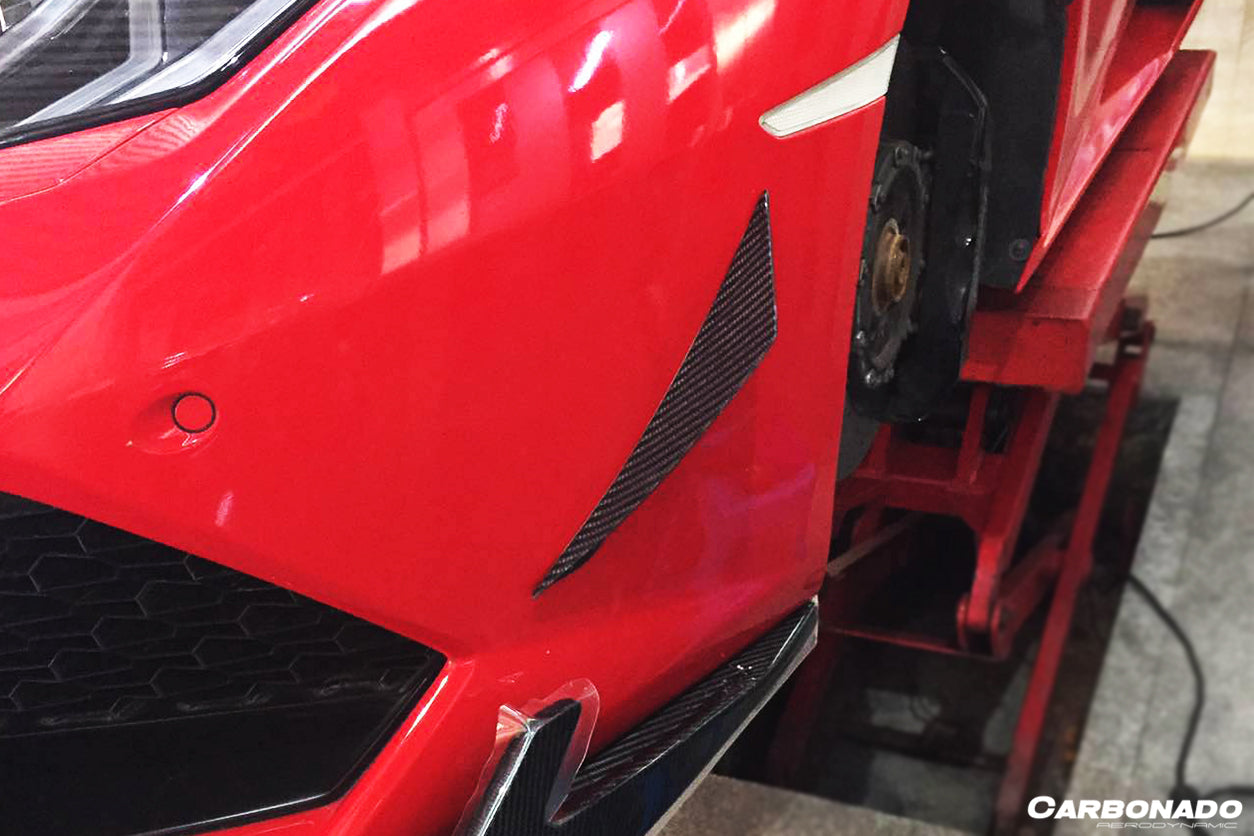 2015-2020 Lamborghini Huracan LP610 RZS Style Front Bumper Carbon Fiber Canard - Carbonado