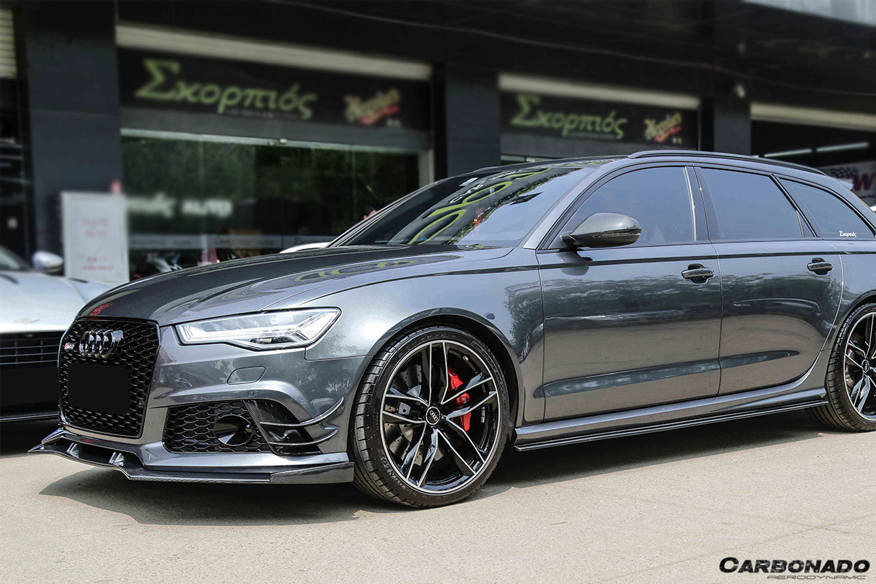 2013-2018 Audi RS6 Avant BS Style Carbon Fiber Front Bumper Canards - Carbonado
