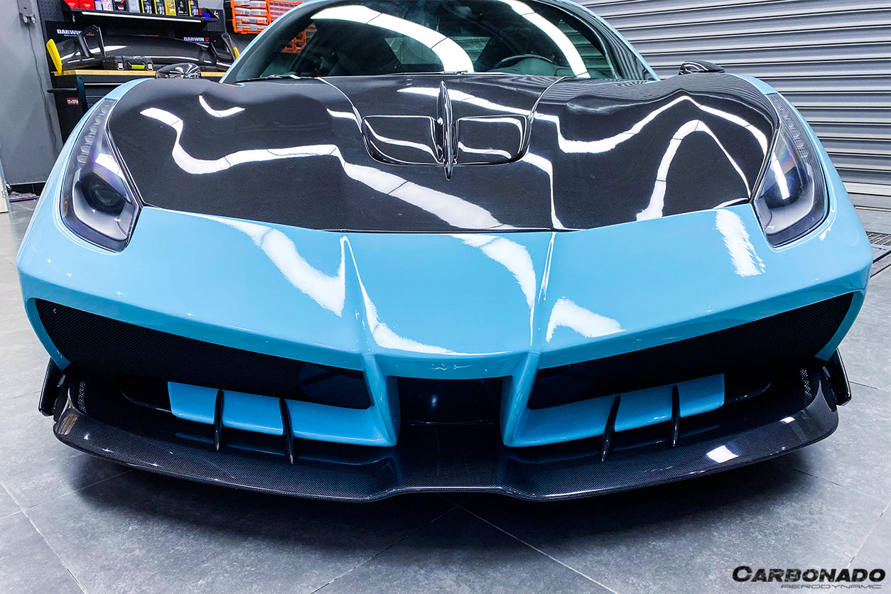 2015-2020 Ferrari 488 GTB/Spyder MA Style Partial Carbon Fiber Front Bumper - Carbonado