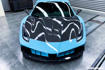 2015-2020 Ferrari 488 GTB/Spyder MA Style Partial Carbon Fiber Front Bumper - Carbonado