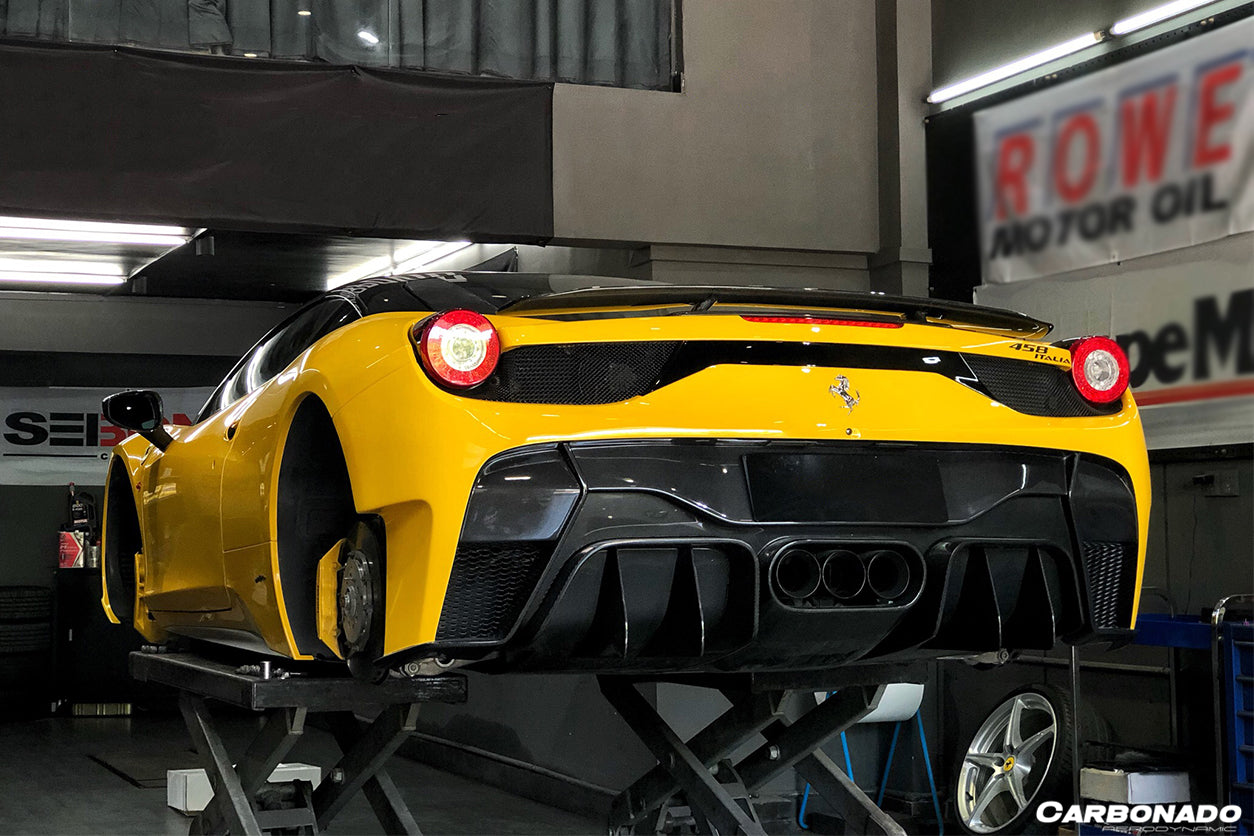 2010-2015 Ferrari 458 Italy/Spider VRS Style Rear Bumper W/Tips - Carbonado