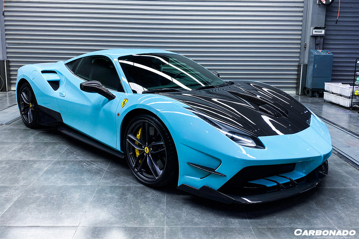 2015-2020 Ferrari 488 GTB/Spyder MA Style Partial Carbon Fiber Front Bumper - Carbonado