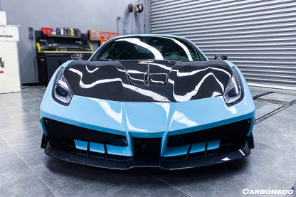 2015-2020 Ferrari 488 GTB/Spyder MA Style Partial Carbon Fiber Front Bumper - Carbonado