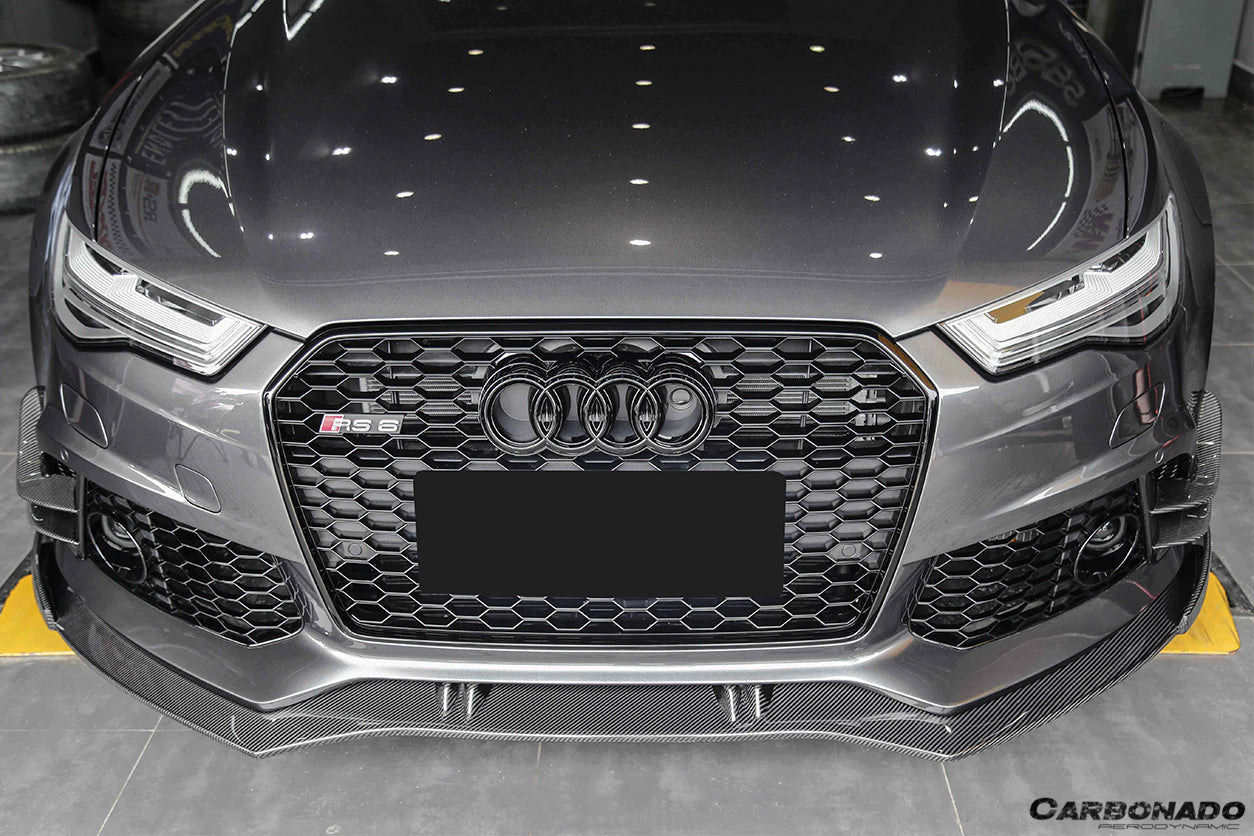2013-2018 Audi RS6 Avant BS Style Carbon Fiber Front Bumper Canards - Carbonado