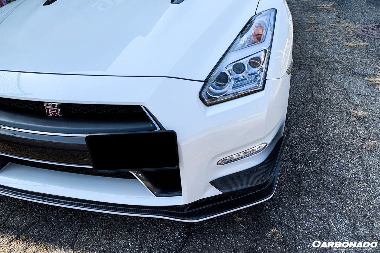 2012-2016 Nissan GTR R35 DBA Mines Style Carbon Fiber Front Canards - Carbonado