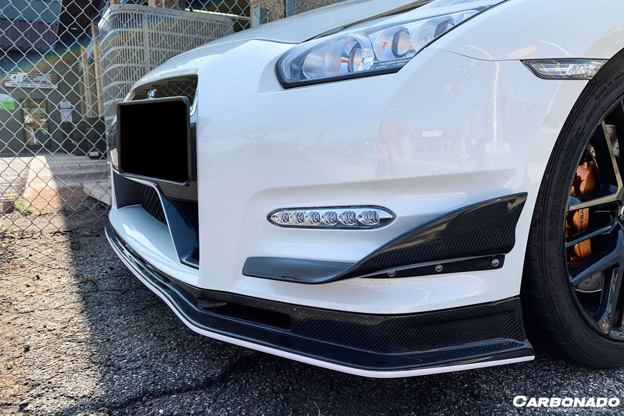 2012-2016 Nissan GTR R35 DBA Mines Style Carbon Fiber Front Canards - Carbonado