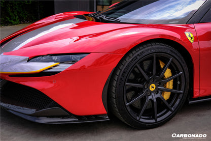 2020-UP Ferrari SF90 Stradale OE Style Autoclave Carbon Fiber Front Bumper Side Trims