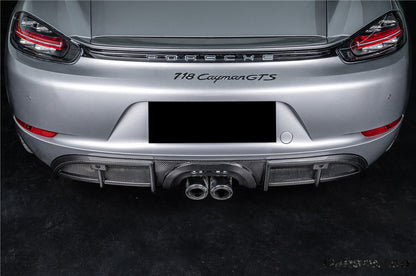 2017-2025 Porsche 718 Cayman Boxster GT4 Style Dry Carbon Fiber Middle Exhaust Rear Diffuser Lip