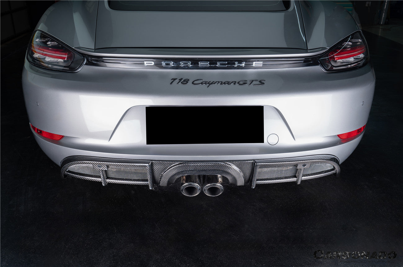 2017-2025 Porsche 718 Cayman Boxster GT4 Style Dry Carbon Fiber Middle Exhaust Rear Diffuser Lip