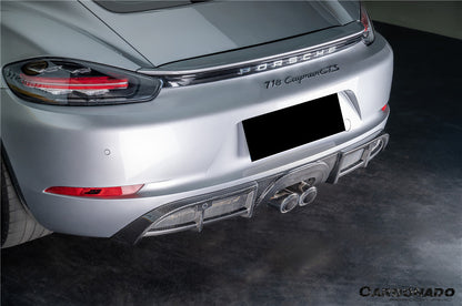 2017-2025 Porsche 718 Cayman Boxster GT4 Style Dry Carbon Fiber Middle Exhaust Rear Diffuser Lip