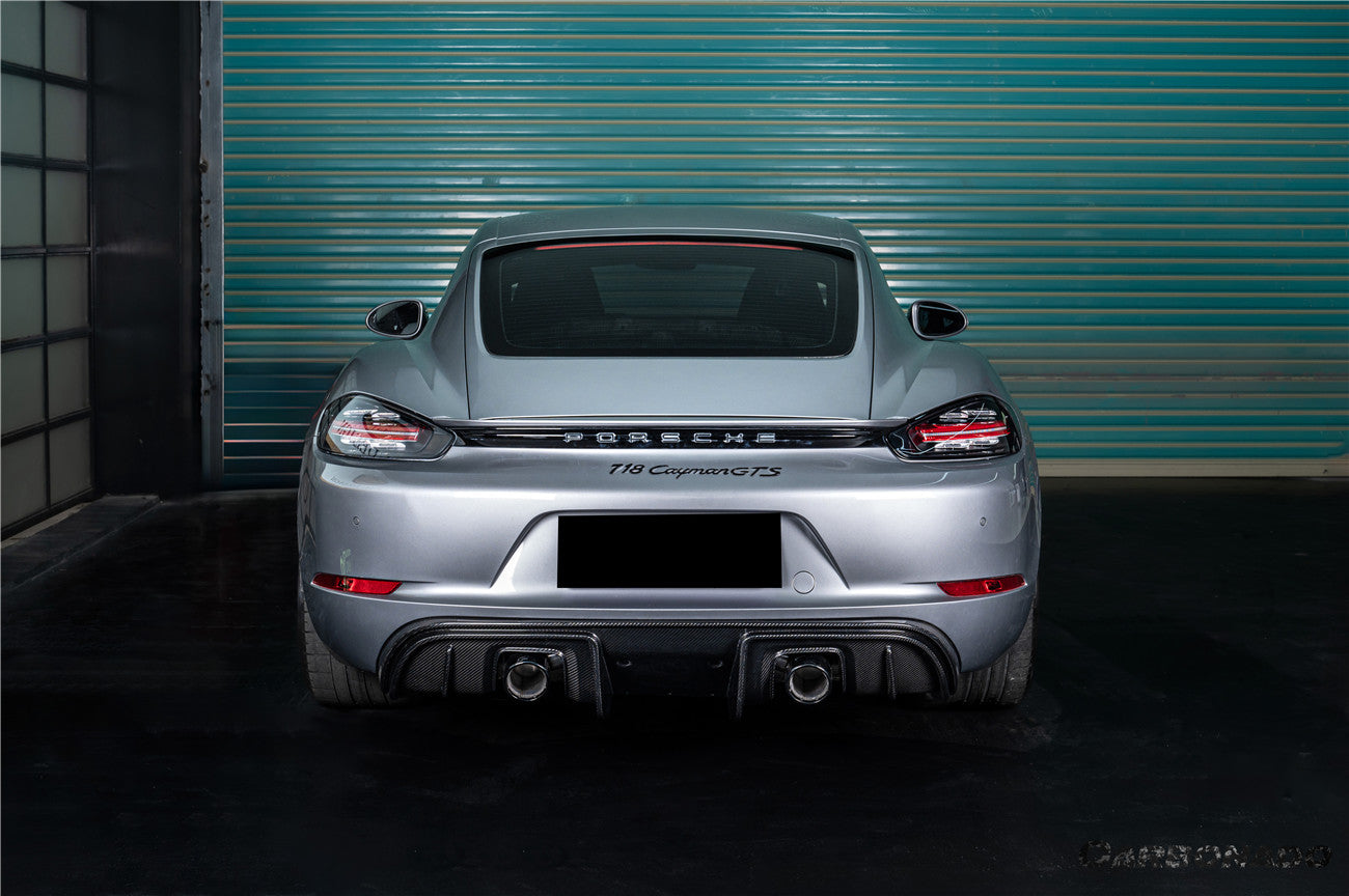 2017-2025 Porsche 718 Cayman Boxster GT4 Style Dry Carbon Fiber Rear Diffuser Lip