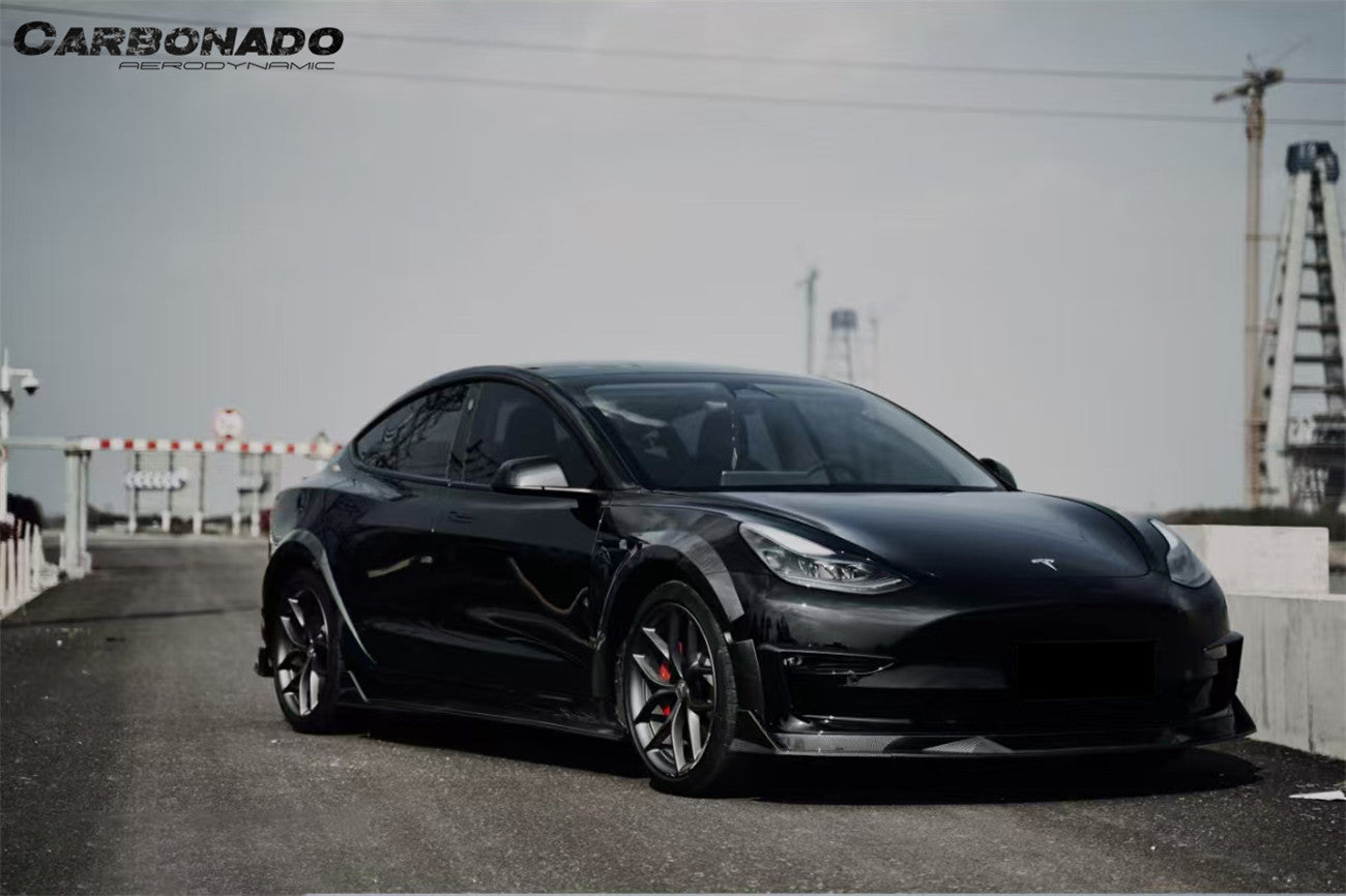 2017-2023 Tesla Pre Model 3 Turbo Style Carbon Fiber & pattern Look Wide body kit