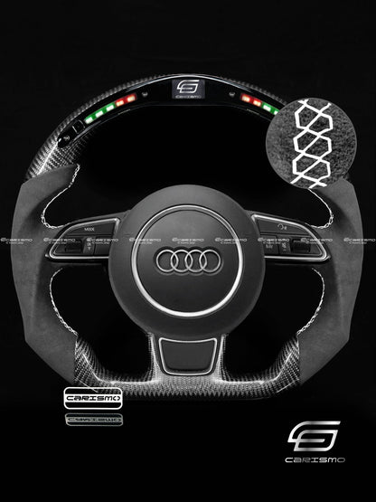 Carismo Steering Wheel For Audi (B8.5 Wheel) - Classic RPM LED - Gloss Carbon - Alcantara