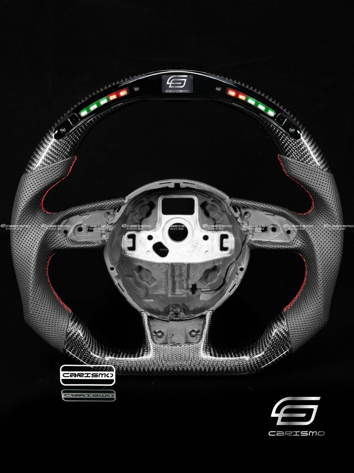 Carismo Steering Wheel For Audi (B8.5 Wheel) - Classic RPM LED - Gloss Carbon - Perforated Leather