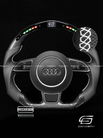 Carismo Steering Wheel For Audi (B8.5 Wheel) - Classic RPM LED - Gloss Carbon - Perforated Leather