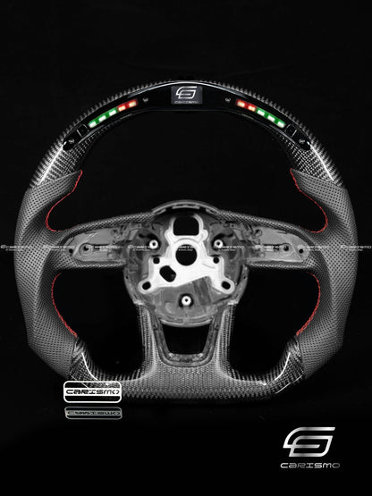 Carismo Steering Wheel For Audi (B9 Wheel) - Classic RPM LED - Gloss Carbon - Perforated Leather