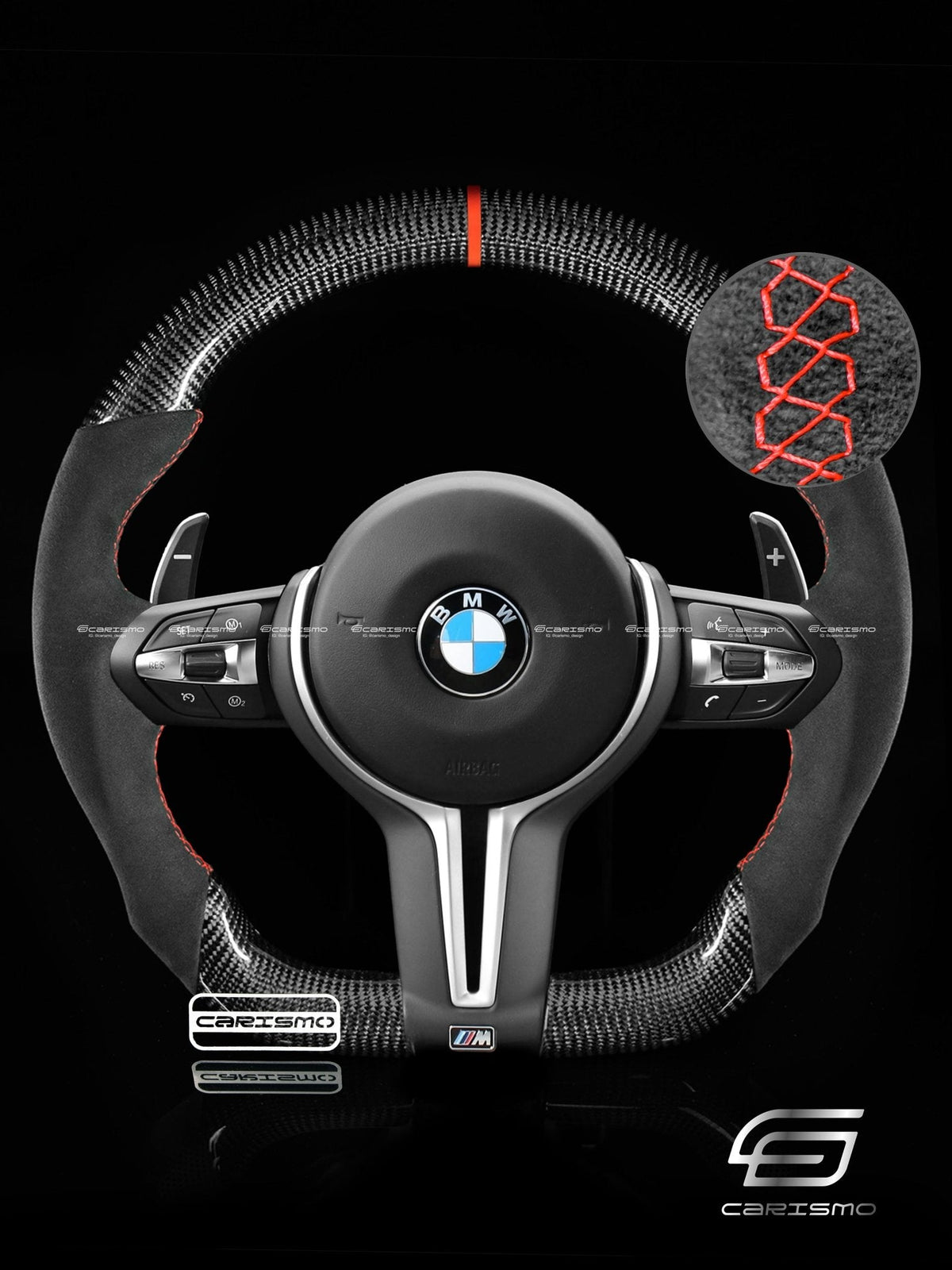 Carismo Steering Wheel For BMW F-Series (M Performance Wheel) - Sport - Gloss Carbon - Alcantara