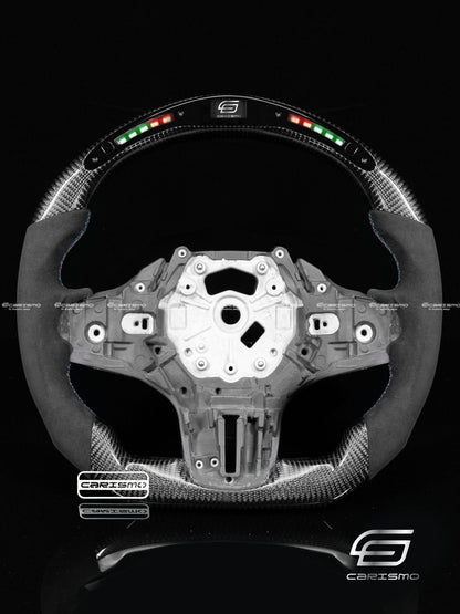 Carismo Steering Wheel For BMW G-Series (M Performance Wheels) - Classic RPM LED - Gloss Carbon - Alcantara