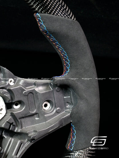 Carismo Steering Wheel For BMW G-Series (M Performance Wheels) - Sequential RPM LED - Gloss Carbon - Alcantara
