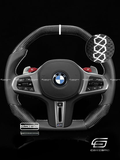 Carismo Steering Wheel For BMW G-Series (M Performance Wheels) - Signature - Gloss Carbon - Perforated Leather