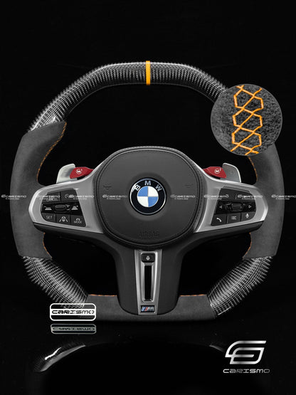 Carismo Steering Wheel For BMW G-Series (M Performance Wheel) - Signature - Gloss Carbon - Alcantara