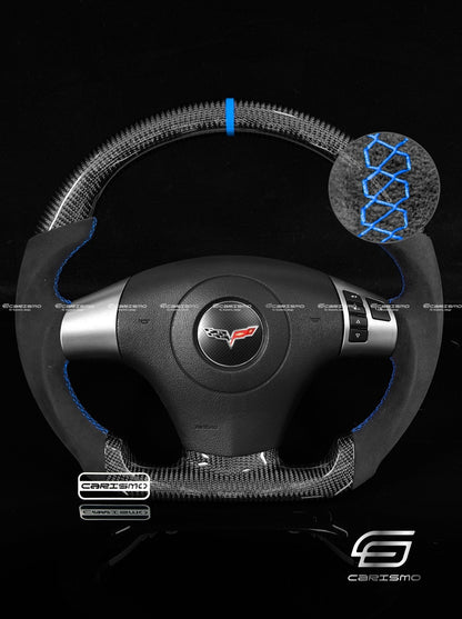 Carismo Steering Wheel For Chevrolet Corvette (C6) - Sport - Gloss Carbon - Alcantara