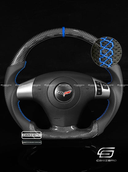 Carismo Steering Wheel For Chevrolet Corvette (C6) - Sport - Gloss Carbon - Perforated Leather