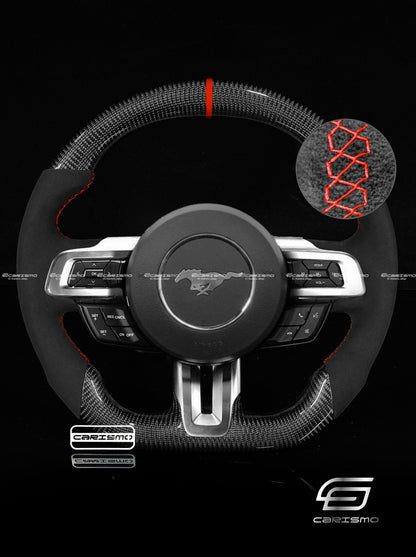 Carismo Steering Wheel For Ford Mustang (S550 2018 Refresh) - Sport - Gloss Carbon - Alcantara