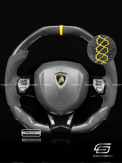 Carismo Steering Wheel For Lamborghini Aventador - Signature - Gloss Carbon - Alcantara