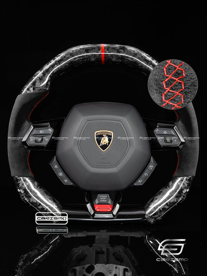 Carismo Steering Wheel For Lamborghini Huracan - Signature - Gloss Forged Carbon - Alcantara