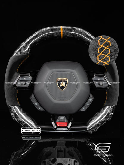 Carismo Steering Wheel For Lamborghini Huracan - Signature - Gloss Forged Carbon - Alcantara