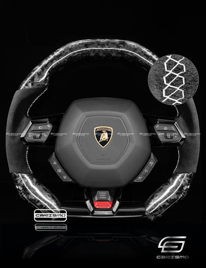 Carismo Steering Wheel For Lamborghini Huracan - Signature - Gloss Forged Carbon - Alcantara