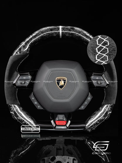 Carismo Steering Wheel For Lamborghini Huracan - Signature - Gloss Forged Carbon - Alcantara