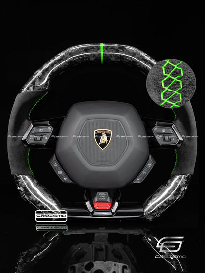 Carismo Steering Wheel For Lamborghini Huracan - Signature - Gloss Forged Carbon - Alcantara