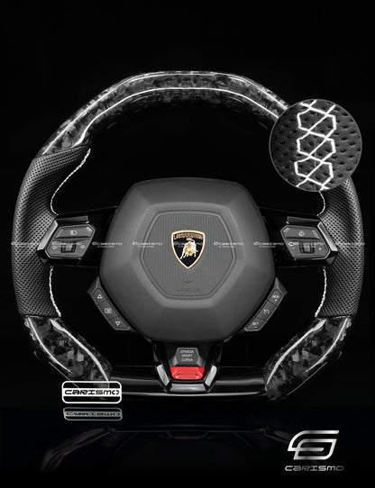 Carismo Steering Wheel For Lamborghini Huracan - Signature - Gloss Forged Carbon - Perforated Leather