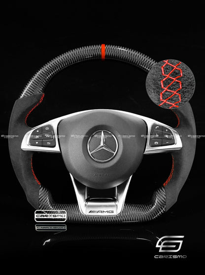 Carismo Steering Wheel For Mercedes/AMG (2016 AMG Performance Wheel) - Sport - Gloss Carbon - Alcantara